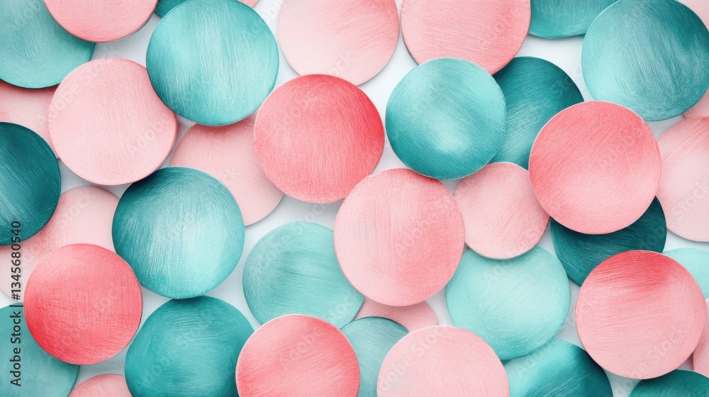 Leinwandbilder soft circular shapes in pastel pink and teal create a calming visual display for artistic inspiratio