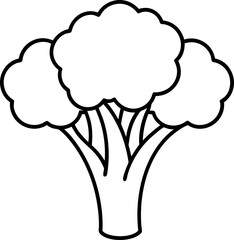 Simple Broccoli Outline Drawing Healthy Vegetable Icon for Food and Nutrition Designs