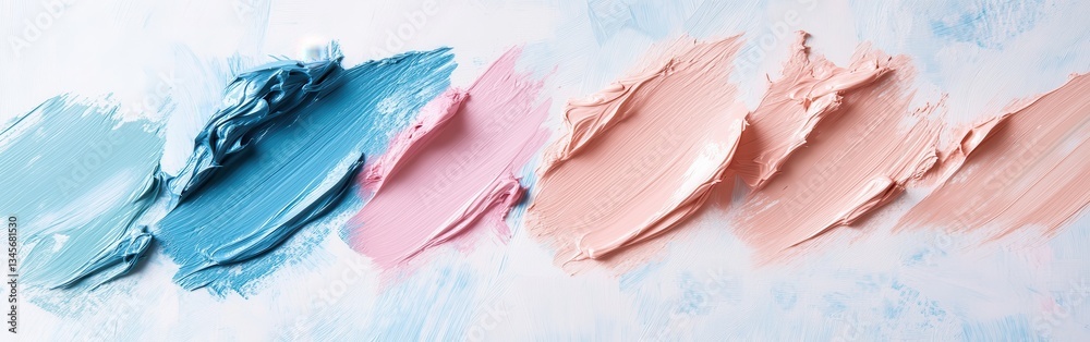 Poster Colorful pastel gradient fill created with smooth strokes blending from blue to soft pink and peach tones on a light background