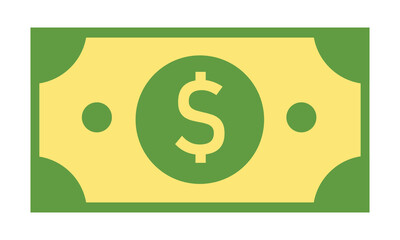  American dollar bill flat icon for financial apps and websites on white background. vector illustration.