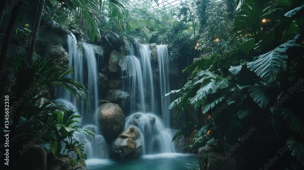 Aufkleber hidden gem of nature with cascading waterfall in a lush rainforest setting