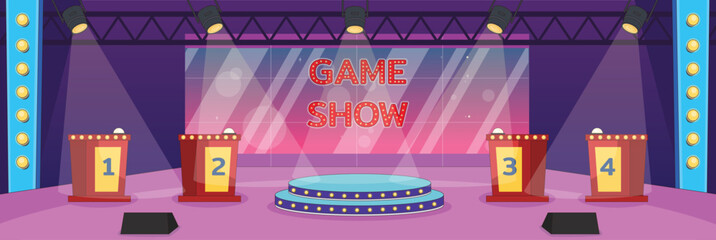 Cute and nice design of Game Show with furniture and interior objects vector design