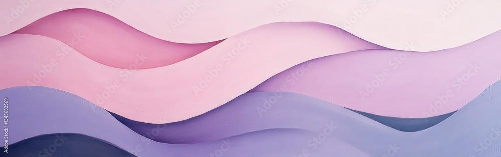 Leinwandbilder pastel lavender and pink arcs create a serene abstract landscape with gentle waves and overlapping s