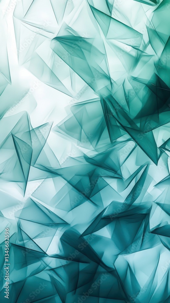 Leinwandbilder translucent geometric patterns creating an abstract composition in shades of teal and aqua