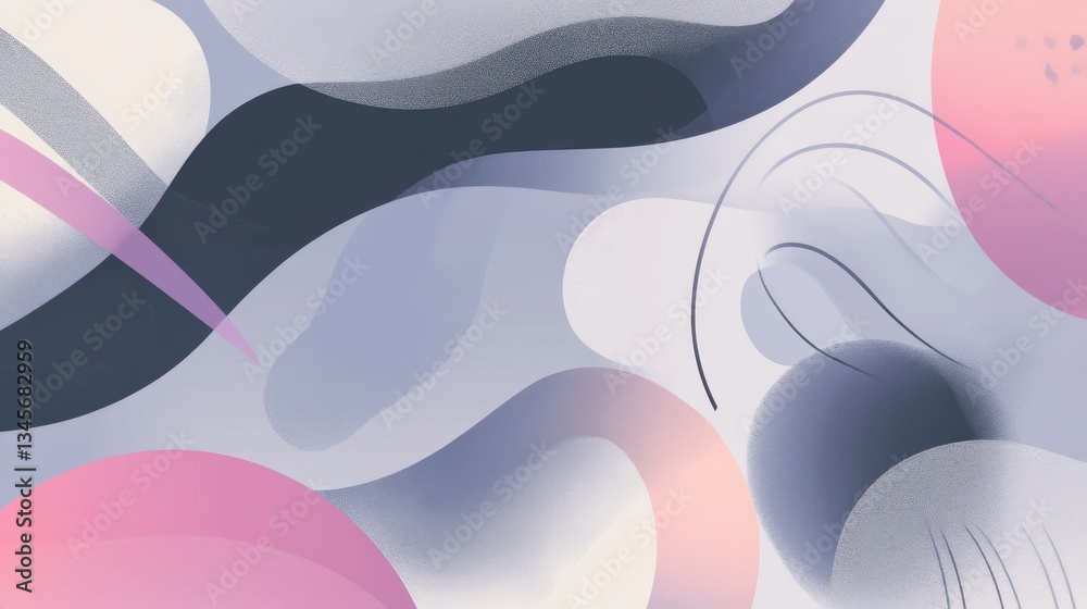 Aufkleber Flowing organic shapes with soft gradients in harmonious pastel tones create a soothing visual experience