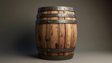 Fototapeta premium A wooden barrel with metal bands