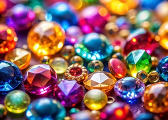 Miniature Face Gem Designs:  Close-up Tilt-Shift Photography of Sparkling Crystal Jewelry