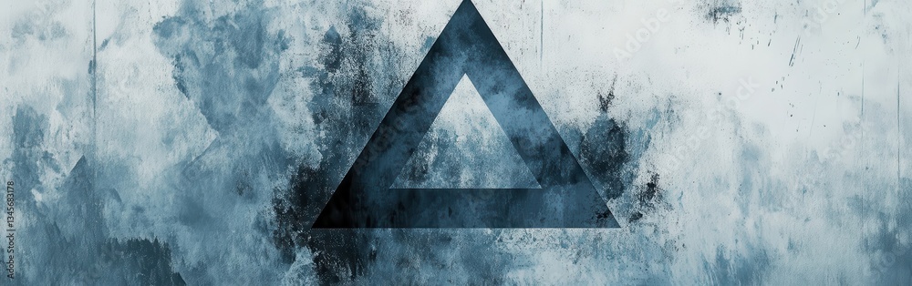 Fototapete Bold negative space design featuring a triangular shape against a textured blue and gray background