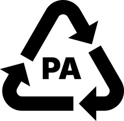 PA plastic recycle sign icon
