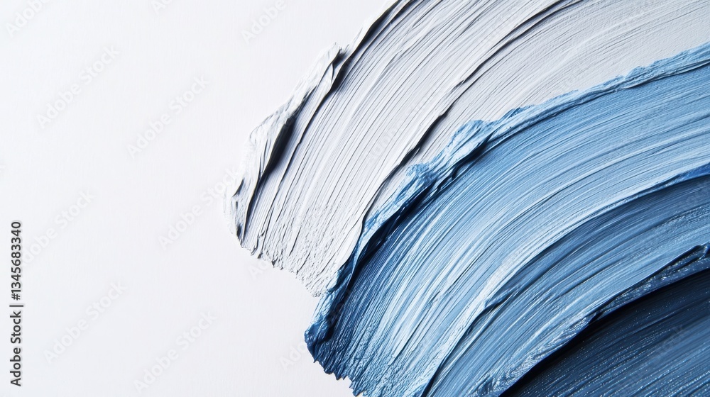 Poster soft blue paint strokes on a minimalist white background create a calming visual effect in contempor