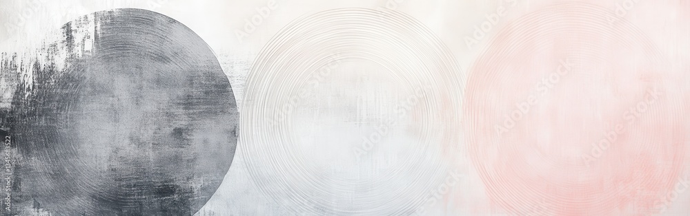 Fototapete minimalist artwork features blurred pencil strokes creating soft circular forms in subtle hues of gr