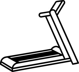 Treadmill Machine Black and White Outline Icon for Fitness, Exercise, Cardio Training and Healthy Lifestyle