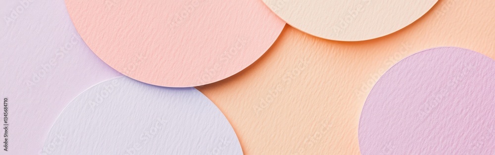 Poster Minimalist pencil strokes create a soft pastel composition with circular shapes on a textured surface