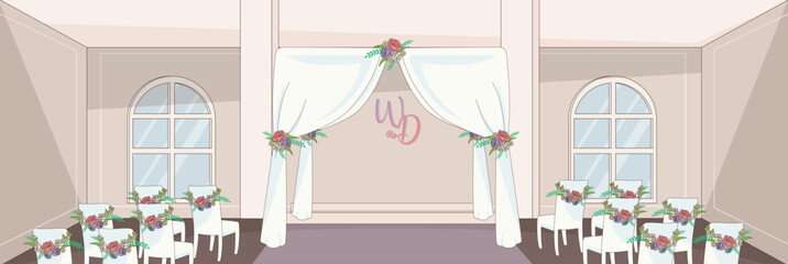 Cute and nice design of Wedding Ceremony and interior objects vector design