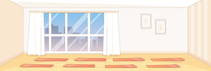 Cute and nice design of Yoga room with furniture and interior objects vector design