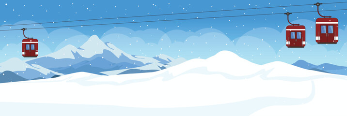 Cute and nice design of Cable Car interior objects vector design