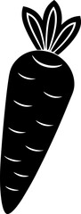 Black and White Carrot Silhouette Illustration, Simple Minimalist Design for Culinary and Nutrition Projects, Vegan Food Icon