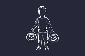 Boy trick or treating Silhouette Vector