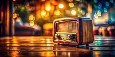 Miniature Vintage Radio: Nostalgic Tilt-Shift Photo