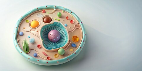 Minimalist Animal Cell Diagram Coloring Page, Educational Biology Illustration