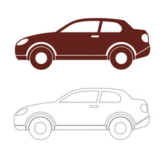 Maroon Car Redraw vector art Design.