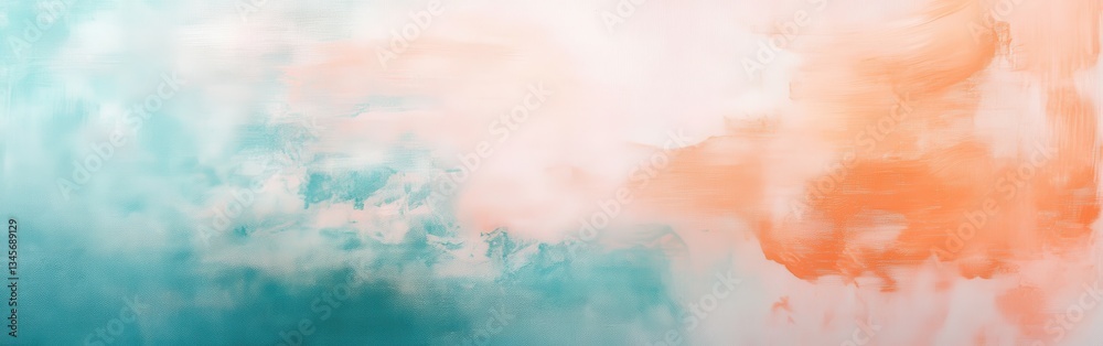 Poster Elegant pastel mint and peach strokes create a soothing abstract background for creative projects and designs