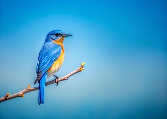 Minimalist Blue Bird on a Branch - Simple Nature Photography