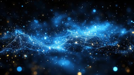 Abstract Blue Network Digital Galaxy Space Art