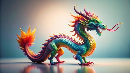 Fototapeta premium Minimalist Dragon Silhouette, Mystical Creature, Fantasy Art, Elegant Design, Abstract Dragon