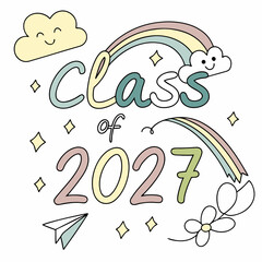 olorful Handwritten Class of 2027 Vector