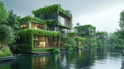 Obraz premium Algae-powered green cities running entirely on bio-energy.