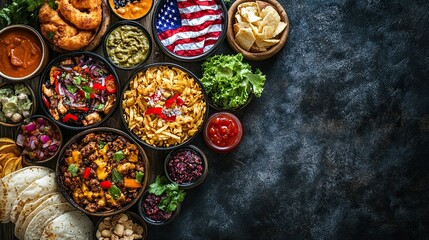 American Traditional Food - National Flag Background