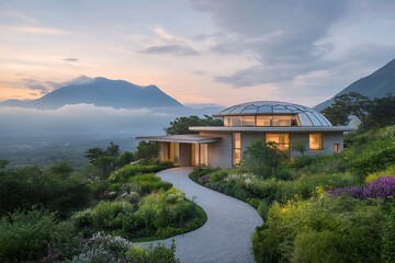 Mountaintop Dome House Sunset View.