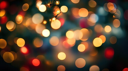 Obraz premium Festive holiday lights bokeh background