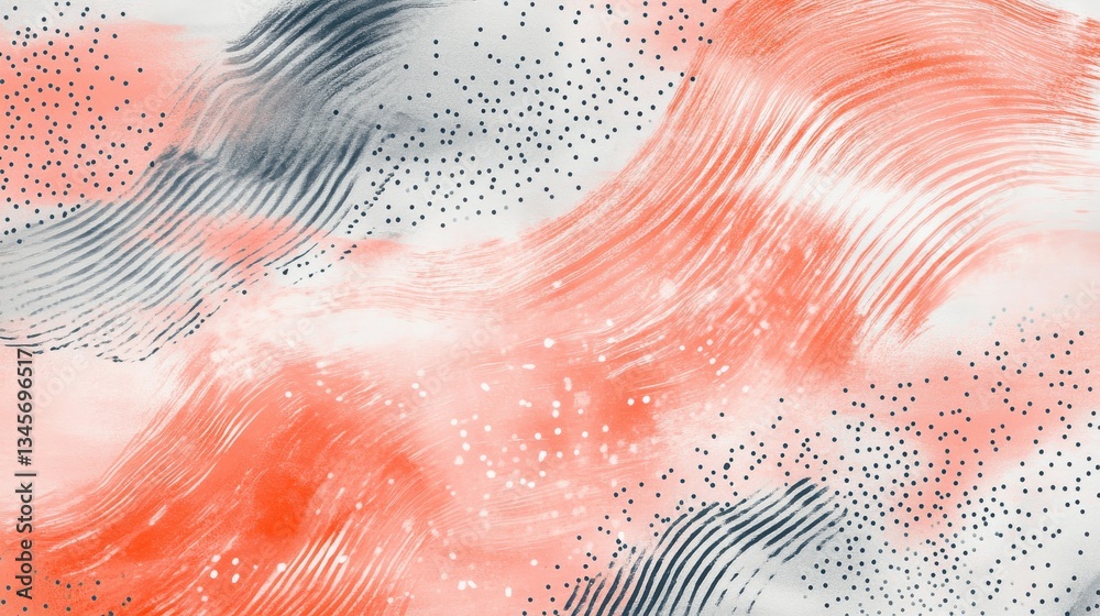 Aufkleber Abstract composition of pastel coral and gray pencil strokes creating a harmonious balance of color and form