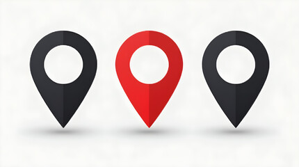 Fototapeta premium Location Pin Icons – GPS Navigation and Map Marker Symbols
