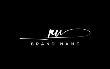 RU letter beauty handwriting vector logo.