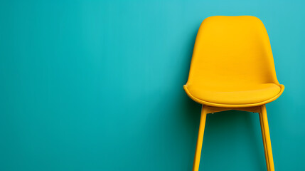 Vibrant Yellow Chair Against Turquoise Wall