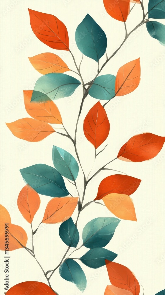 Aufkleber vibrant arrangement of multicolored branches showcasing autumn leaves on a soft background