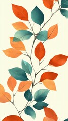 Vibrant arrangement of multicolored branches showcasing autumn leaves on a soft background
