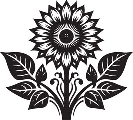 Sunflower Silhouette or Sunflower Vector illustration and Floral iconic art design
