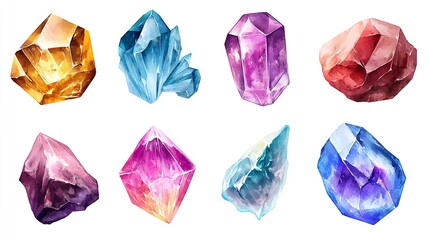 Beautiful Topaz Gemstone Displayed on a White Backdrop Or blue and pink crystal