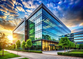 Modern Commercial Building Design, Cityscape Architectural Landscape Photography