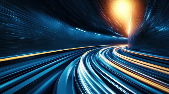Train Futuristic Tunnel Design View from inside a hyperloop capsule looking out at the futuristic tunnel, sense of motion and speed.