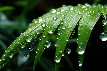 ethereal splendor of glistening dew drops, delicately adorning verdant foliage, epitomizes enchanting interplay of aqueous essence, luminous radiance, and harmonious essence of natural world