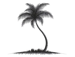 Monochrome Palm Tree for Tropical Island.