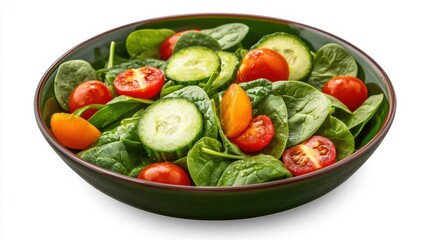 Vibrant Salad Bowl Filled with Fresh Spinach and Colorful Vegetables