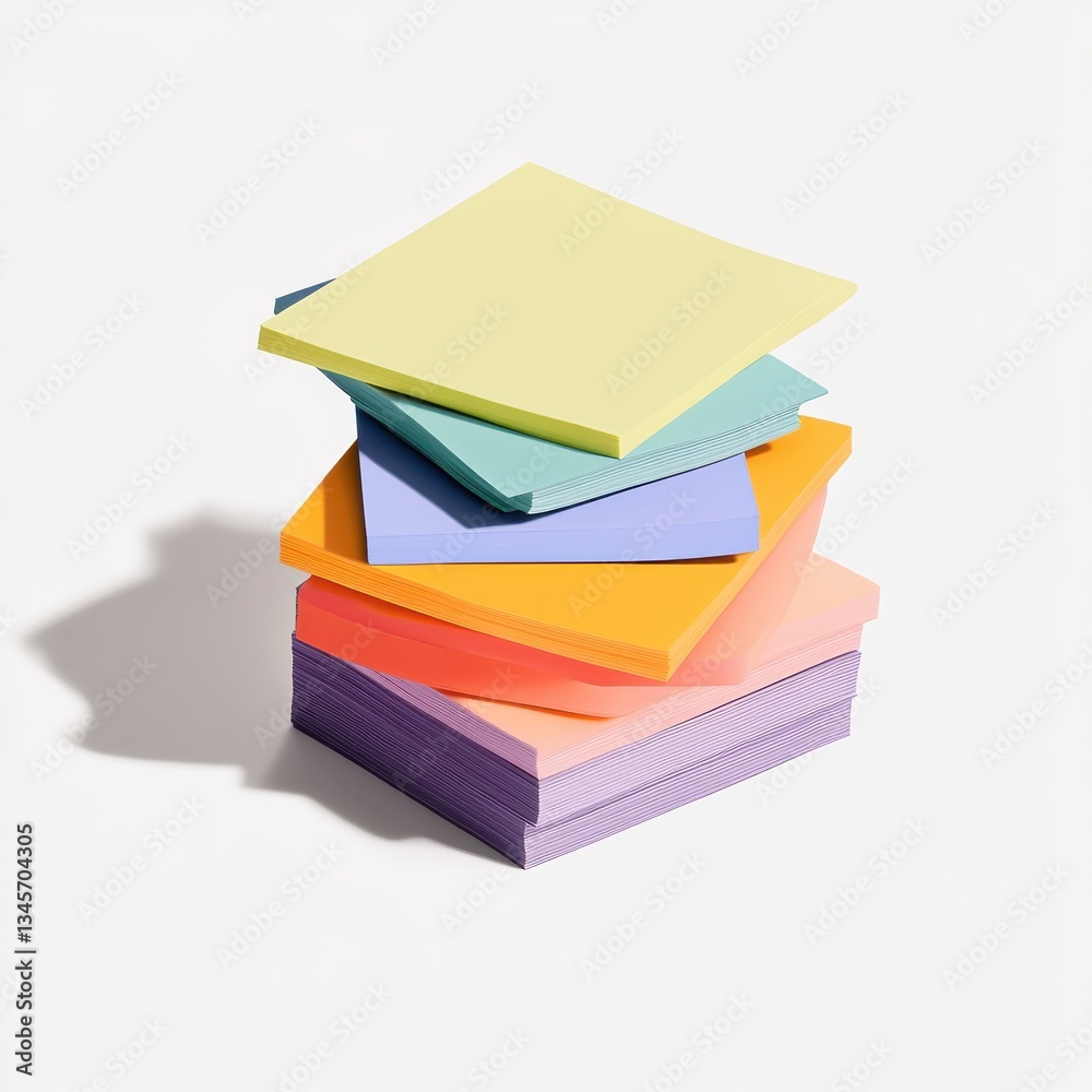 Aufkleber colorful sticky notes stacked in various shades on a white background for organization and creativit