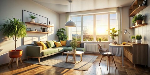 Modern Minimalist Studio Apartment Interior Design - Cozy Living Space