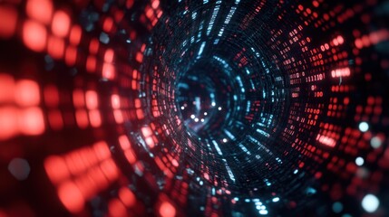 Obraz premium Abstract digital tunnel, glowing, fast speed, futuristic scene, for technology background